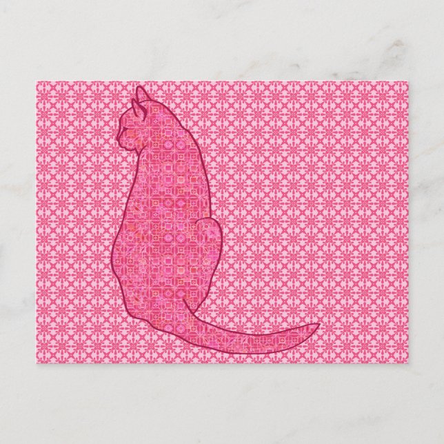 Japansk katt - Fuchsia Rosa Batik Vykort (Framsida)