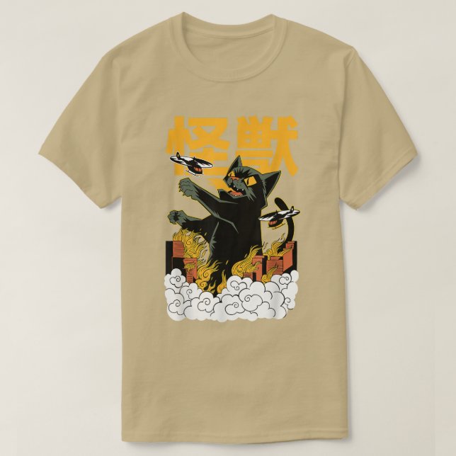 Japansk katt Japan Kaiju Monster Manga Anime  T Shirt (Design framsida)
