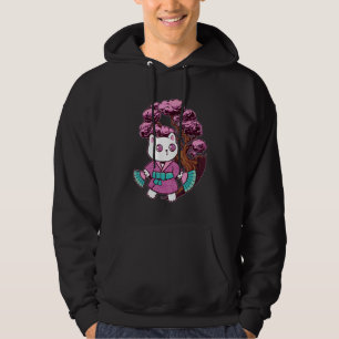 Japansk katt Kitten Bonsai Träd Japan Cherry Bloss Hoodie