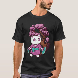 Japansk katt Kitten Bonsai Träd Japan Cherry Bloss T Shirt