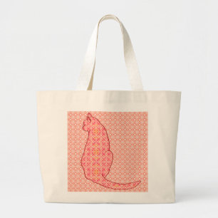 Japansk katt - korall Orange Batik Jumbo Tygkasse