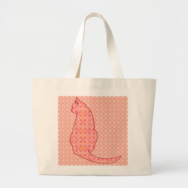 Japansk katt - korall Orange Batik Jumbo Tygkasse (Framsidan)