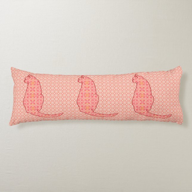 Japansk katt - korall Orange Batik Kroppskudde (Framsidan)