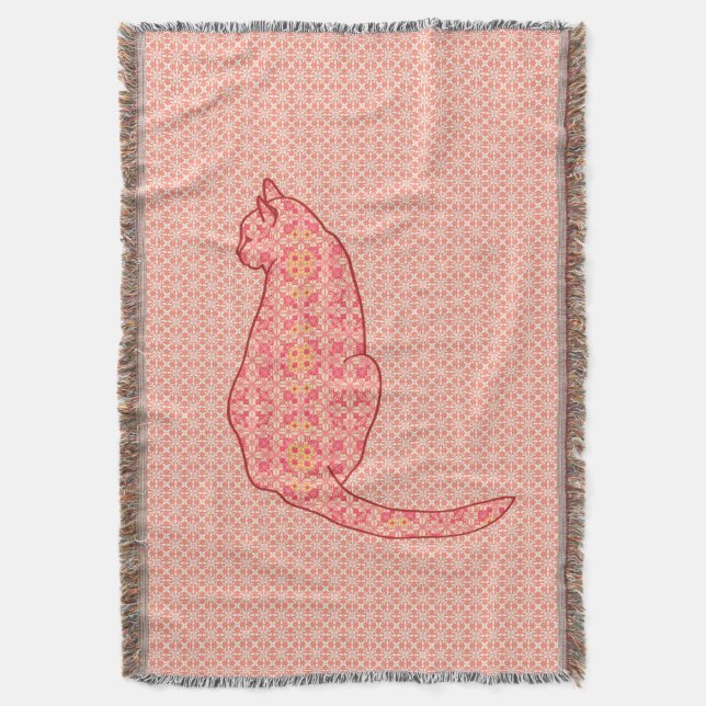 Japansk katt - korall Orange Batik Mysfilt (Framsidan Vertikal)