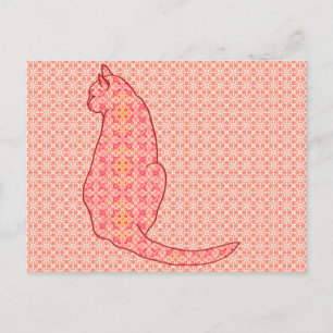 Japansk katt - korall Orange Batik Vykort