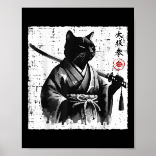 Japansk katt Samurai Tai Chi Ninja Art Manar Boys Poster