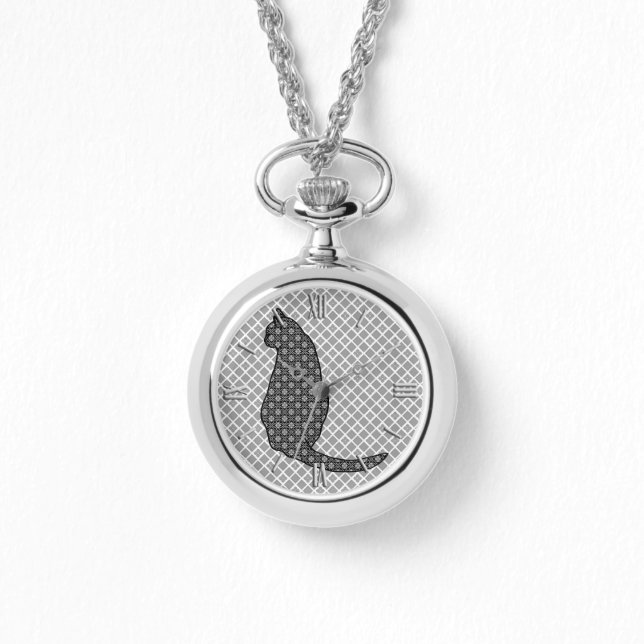 Japansk katt - svart och vit Kimono-utskrift Armbandsur (Framsida)