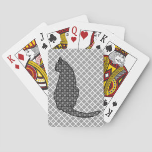 Japansk katt - svart och vit Kimono-utskrift Casinokort