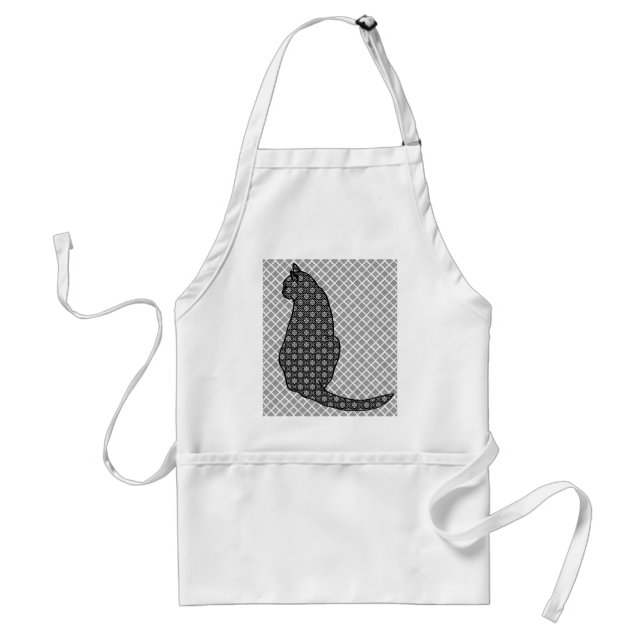 Japansk katt - svart och vit Kimono-utskrift Förkläde (Framsidan)
