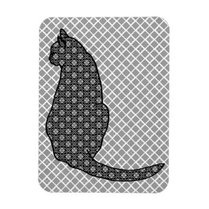 Japansk katt - svart och vit Kimono-utskrift Magnet