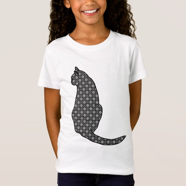 Japansk katt, svart och vit Kimono-utskrift Tee (Framsida)