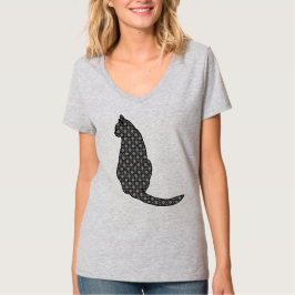 Japansk katt - svart och vit Kimono-utskrift Tee Shirt