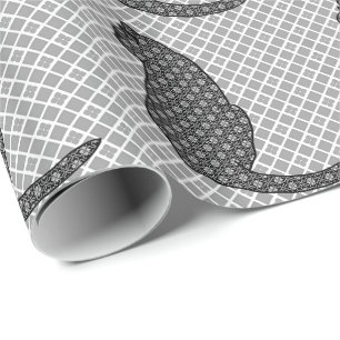 Japansk katt - svartvitt Kimonotryck Presentpapper