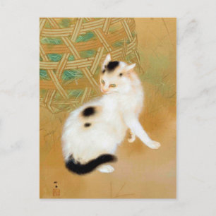 Japansk katt, Takeuchi Seihō, japansk konst Vykort