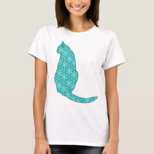 Japansk katt - turkos Kimono-utskrift T-shirt