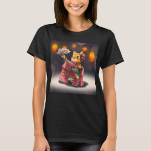 Japansk kattdansare i traditionell kostym t shirt