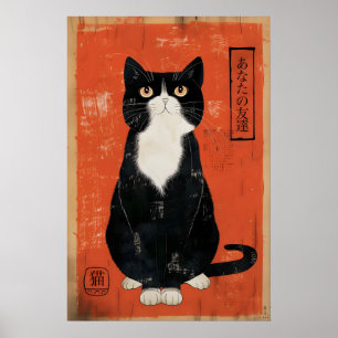 Japansk kattkonsttryck Eklektisk hem (omedelbar Poster