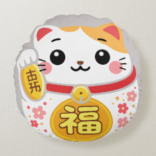 Japansk Kawaii daruma maneki Rund Kudde