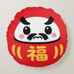 Japansk Kawaii daruma Rund Kudde