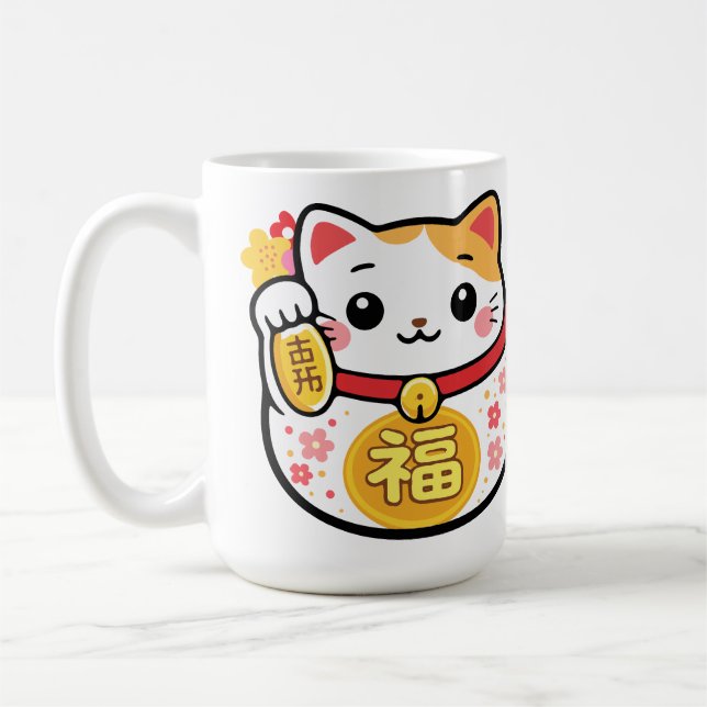 Japansk Kawaii daruma tanuki maneki Kaffemugg (Vänster)