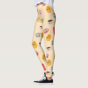 Japansk Kawaii Stil Breakfast Food Coffee Bacon Leggings