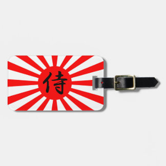 Japansk kejserlig Flagga med Samurai Kanji Symbol Bagagebricka