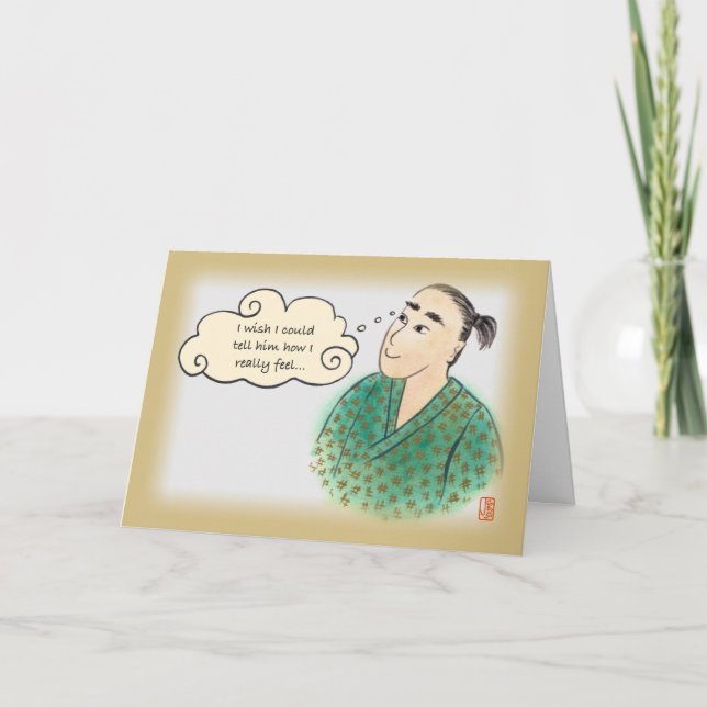 Japansk kille i Yukata Kärlek 1 för hans kort (Framsida)