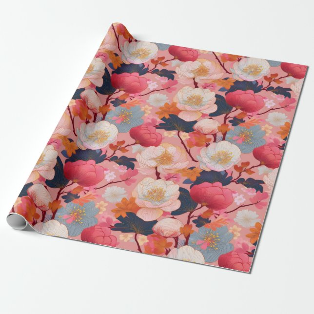 Japansk Kimono Fabric-formad figursättning Papper Presentpapper (Utrullad)