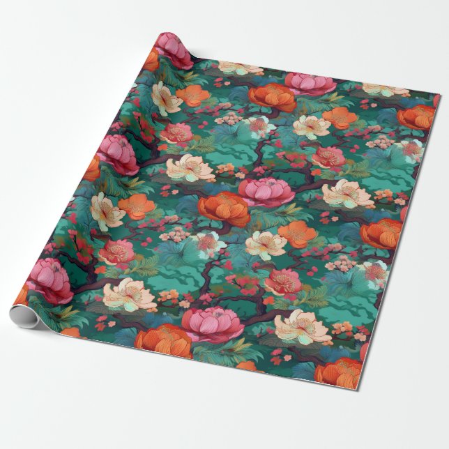 Japansk Kimono Fabric-formad wrap Presentpapper (Utrullad)