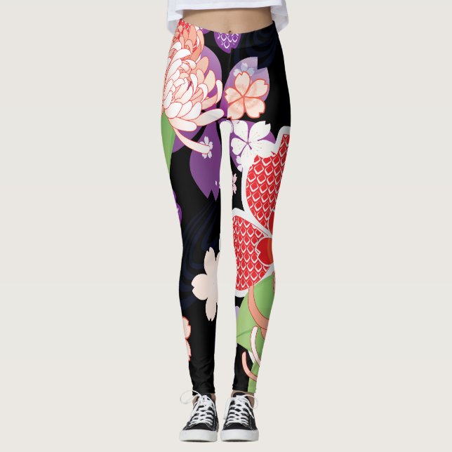 Japansk Kimono Patern Leggins Leggings (Framsida)