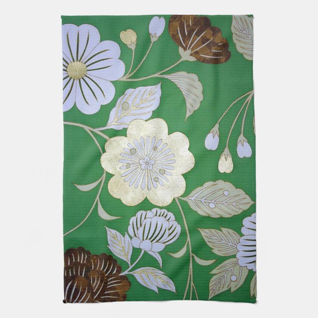 Japansk KIMONO Textile, Blommönster Kökshandduk (Vertikal)