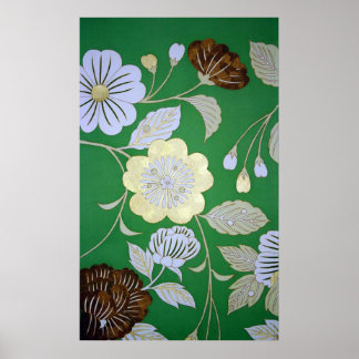 Japansk KIMONO Textile, Blommönster Poster