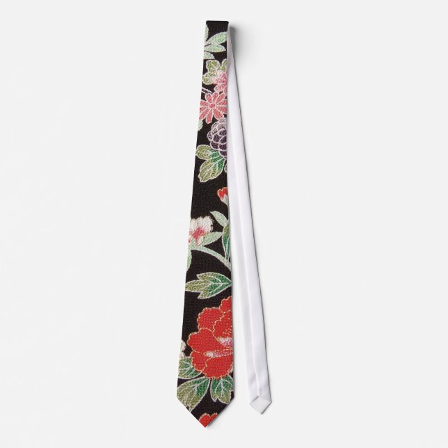 Japansk KIMONO Textile, Blommönster Slips (Framsida)