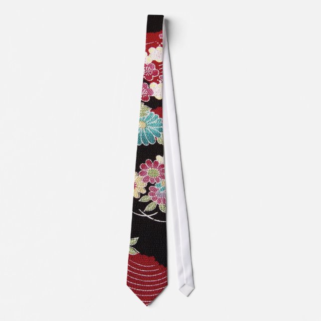 Japansk KIMONO Textile, Blommönster Slips (Framsida)