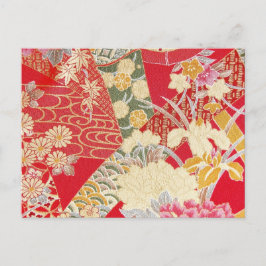 Japansk KIMONO Textile, Blommönster Vykort