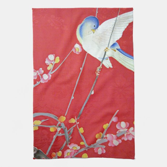 Japansk KIMONO Textile, Bluebird Kökshandduk (Vertikal)