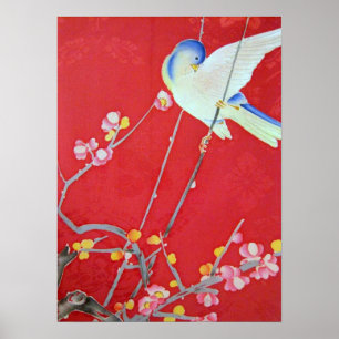 Japansk KIMONO Textile, Bluebird Poster