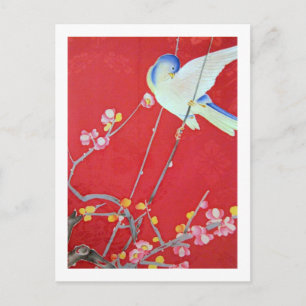 Japansk KIMONO Textile, Bluebird Vykort