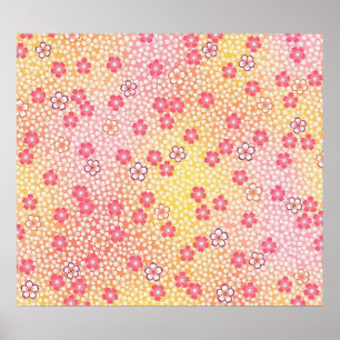 Japansk KIMONO Textile, Cherry Blommar Mönster Poster