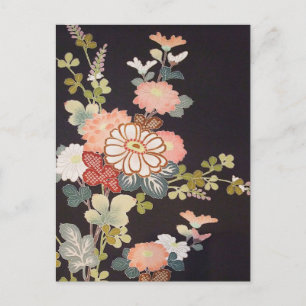 Japansk KIMONO Textile, Floret Mönster Vykort