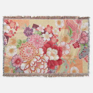 Japansk KIMONOtextil, blomma Filt