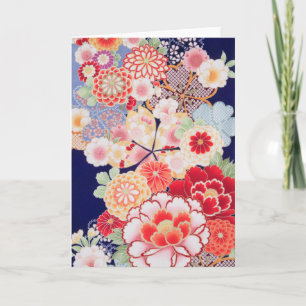Japansk KIMONOtextil, blomma Kort
