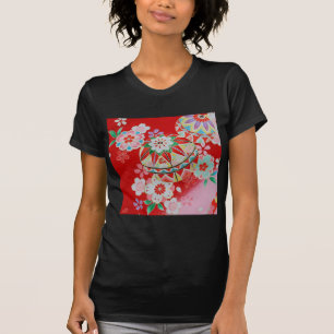 Japansk KIMONOtextil, blommönster Tee Shirt