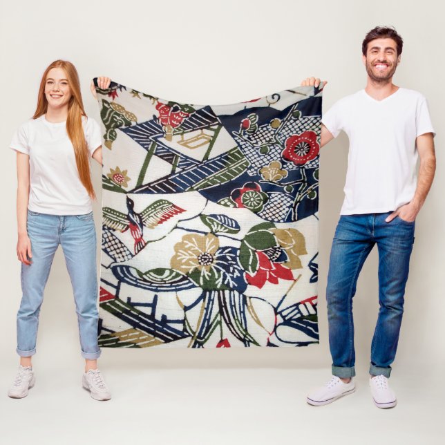 Japansk Kimonotextil för vintage (Bingata) Fleecefilt (På plats)