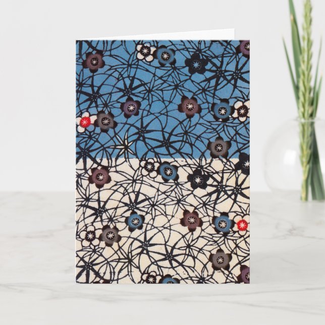 Japansk Kimonotextil för vintage (Bingata) Kort (Framsida)