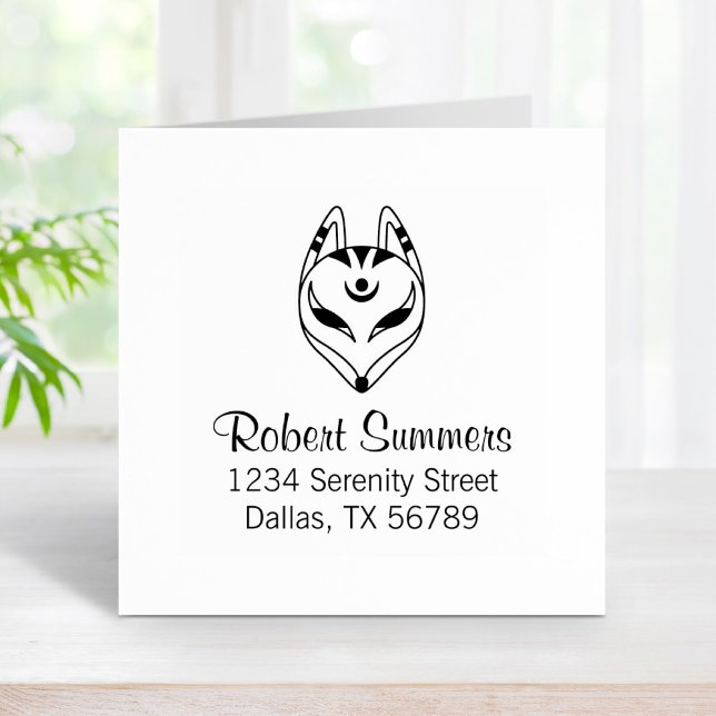 Japansk Kitsune Fox Mask Adress 3 Stämpel (Skapare uppladdad)