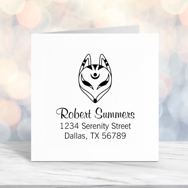 Japansk Kitsune Fox Mask Adress Självfärgande Stämpel (Skapare uppladdad)