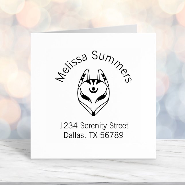 Japansk Kitsune Fox Mask Arch Adress Självfärgande Stämpel (Skapare uppladdad)