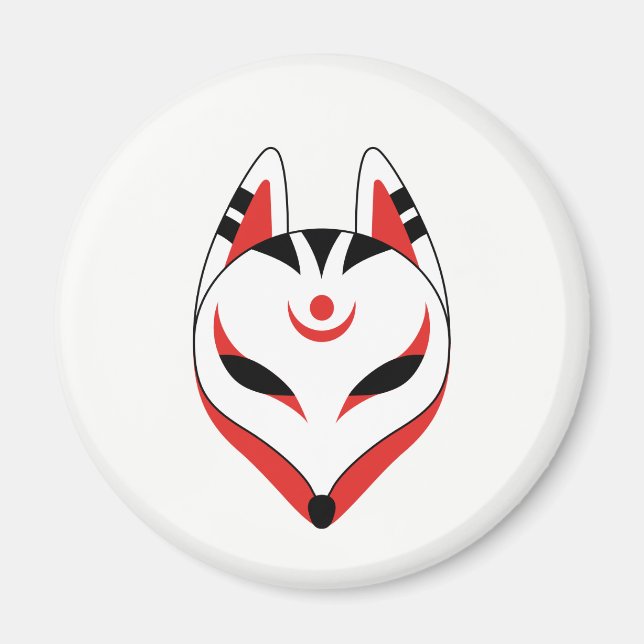 Japansk Kitsune Fox-mask Magnet (Framsidan)