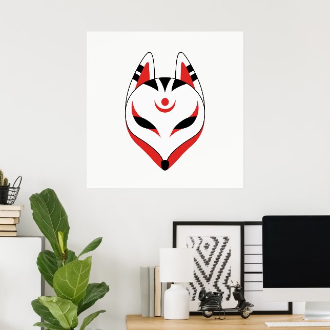 Japansk Kitsune Fox-mask Poster (Hemmakontoret)